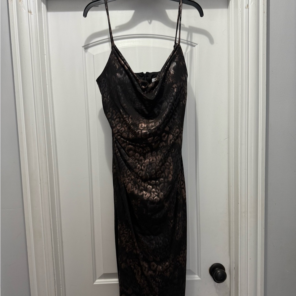 Siena Studio Black and Brown Sequin Slip Dress